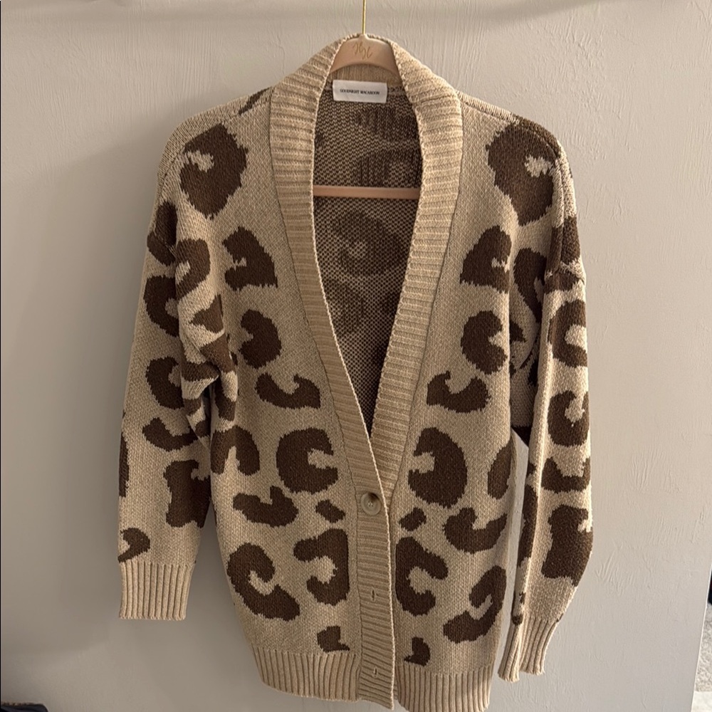 Goodnight Macaroon Tan and Brown Leopard Cardigan Sweater